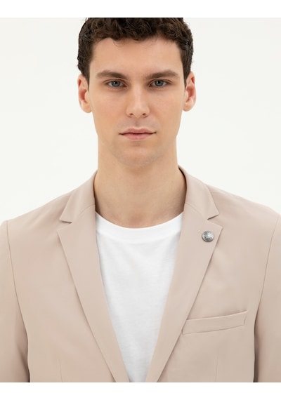 Pierre Cardin Bej Esnek Fit Blazer Ceket