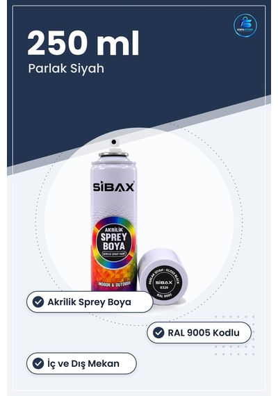 Sprey Boya Parlak Siyah 250 Ml Akrilik Ral Gloss Black İç Ve Dış
