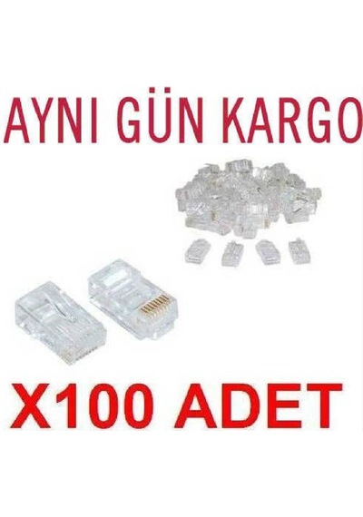 Rj45 Jack Rj-45 Jak Uç 100 Adet Network Cat5 'Cat6