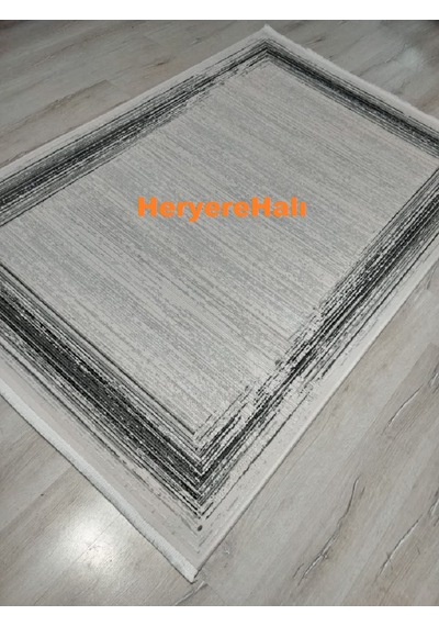 Quka Halı Istanbul Siyah Gri %100 Akrilik 160x230 Cm Modern Bordürlü Halı Siyah - Gri