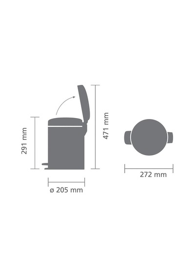 Brabantia Çöp Kutusu 5 Litre Newicon Pedallı Beton Gri 126284 Gri
