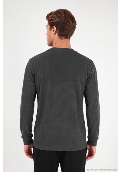 Buratti Pamuk Karışımlı Relaxed Fit Bisiklet Yaka Kazak Erkek Sweat 5905837 Antrasit