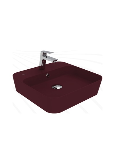 Creavit Loop Kare Masa Üstü İnce Çanak Lavabo 45 Cm Extra Berry Lp046-br