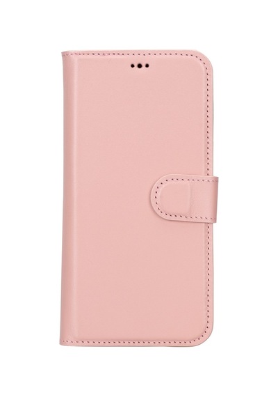 Plm Apple İphone 15 Pro Max Uyumlu Deri Cüzdanlı Kılıf Mwwn Nu2 Pembe Acı Kahverengi