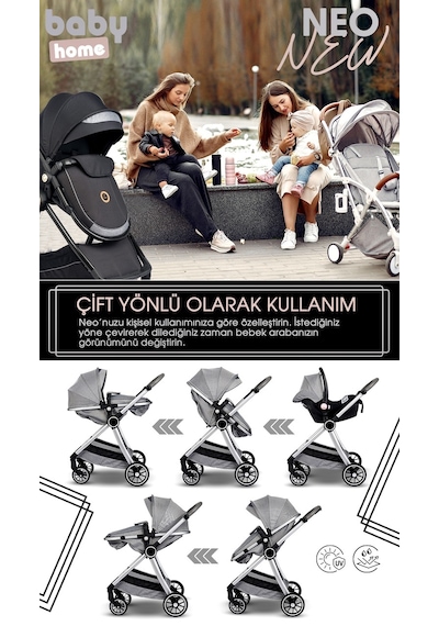 Baby Home 7 In 1 Yeni Doğan Full Set 990 Travel Sistem Bebek Arabası ve 330 Ev Tipi Ana Kucağı