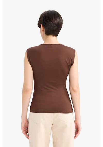 Defacto Slim Fit Dar Kesim Bisiklet Yaka Dantel Detaylı Kolsuz Bluz G4116ax25aubn341 Kahve-bn341