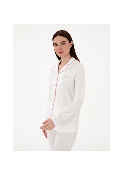 Angbutik Pıerre Cardın 7717-s Bayan Gömlek Pijama Takımı Krem