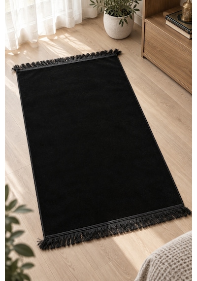 Düz Velur Kadife Seccade 70x110 Cm Siyah