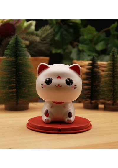 Japon Kültürü Maneki Neko Bereket Şans Kedisi Solar Panelli - Kafa Sallayan - Model3