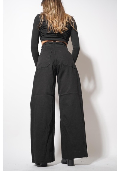 Ckm Moda Vare Arka Cepli Kesik Paça Pantolon Siyah