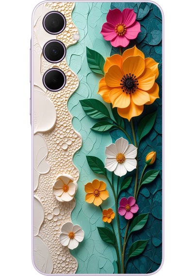 Samsung Galaxy A35 Uyumlu Güzel Modern Çiçekler Baskılı Silikon Kılıf Renkli