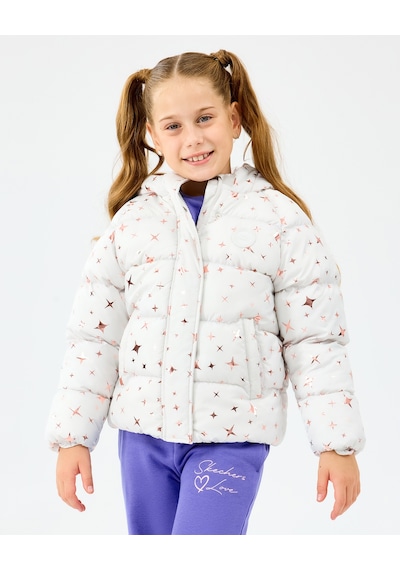 Skechers G Puffer Jacket Büyük Kız Çocuk Offwhite Mont Sk2520052-1040 Beyaz