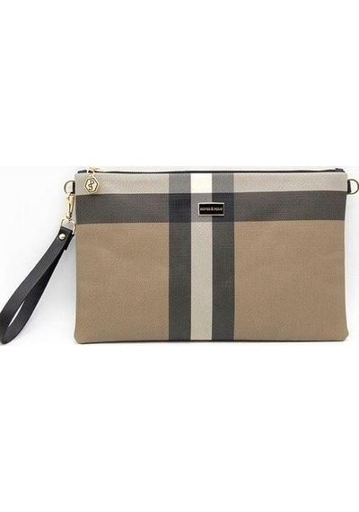 Silver Polo Sp1034 Kadın Portföy & Clutch Ekose Kahve-siyah