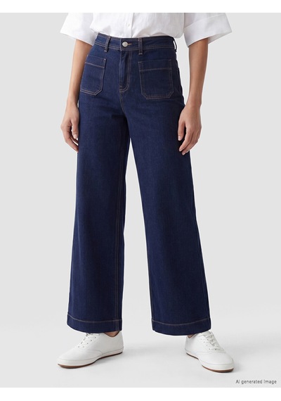 Lcwaıkıkı Classic İndigo Yüksek Bel Wideleg Kadın Jean Pantolon