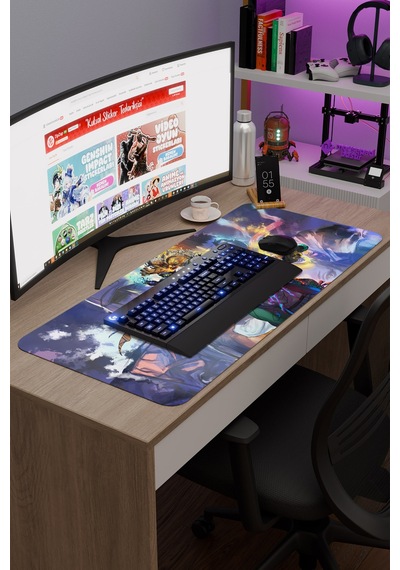 Street Fighter Kaymaz Dikişli Kauçuk Oyuncu Mousepad V3 - 90x40 Xxl Gaming Mouse Pad Fare Altlığı