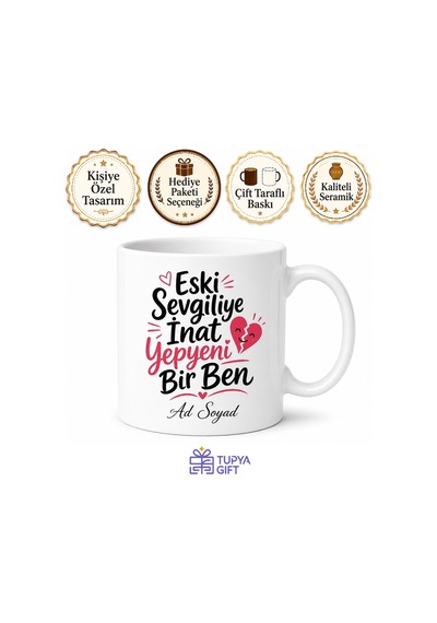 Eski Sevgiliye İnat Yepyeni Bir Ben Esprili Ayrılık Kutlaması Kupa Bardak Hediye Beyaz / Çok Renkli