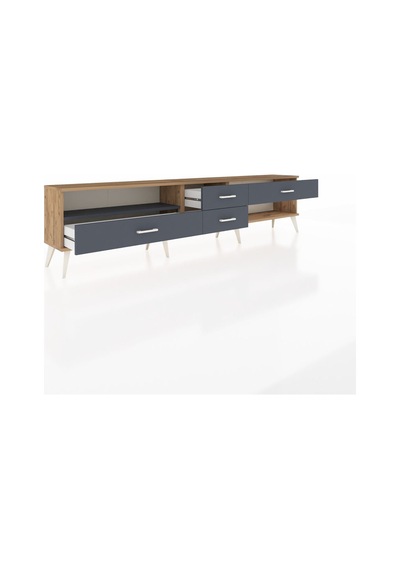 Arges Tv Ünitesi Tek Raflı 4 Çekmeceli 220x30x51 Çam-antrasit Antrasıt/antrasıt - Atlas Çam Arges Tv Ünitesi Tek Raflı 4 Çekmeceli 220x30x51 Çam-antrasit Antrasıt/antrasıt - Atlas Çam