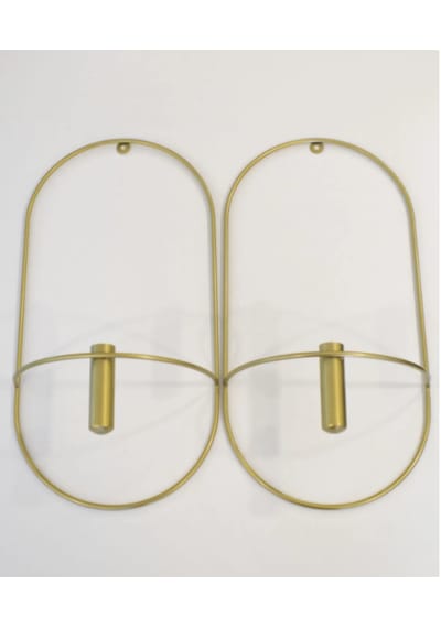 MetaQuartz Aksesuar 2 Li Gold Oval Çiçeklik , Modern Dekoratif Metal Duvar Çiçeklik