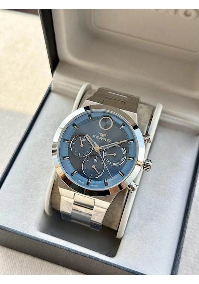 Ferro Fm11568awt-l3 Quartz Çelik Gri Lacivert 3 Atm Erkek Kol Saati Gri