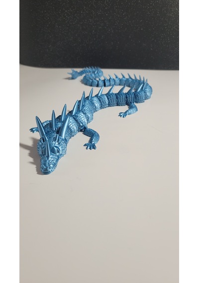 55 Cm 3d Baskı Mavi Ejderha Figürü Hareketli Eklemli Dragon Metalik Görünümlü Dekoratif Masaüstü Süs Koleksiyonluk Hediyelik