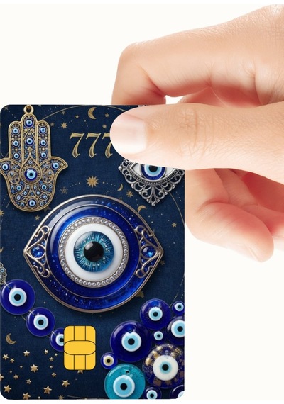Nazar Boncuklu 777 Temalı Kredi Ve Banka Kartı Kaplama Sticker V2 Standart