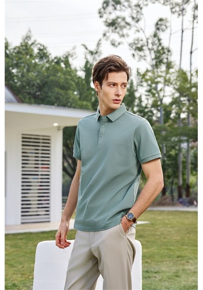 New Performance Premium Polo T-shirt 100% Pamuk Merserize Bambu Yeşili