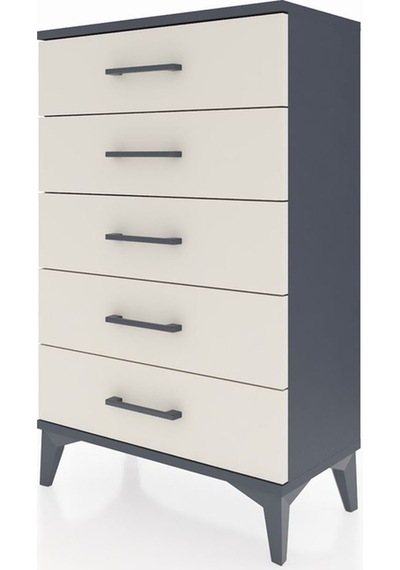 Arges Komodin 5 Çekmeceli 60x30x96 Antrasit-aytaşı Antrasit