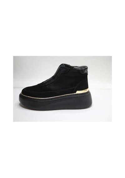 Kadın Hakiki Deri Günlük Sneaker Bot Siyah