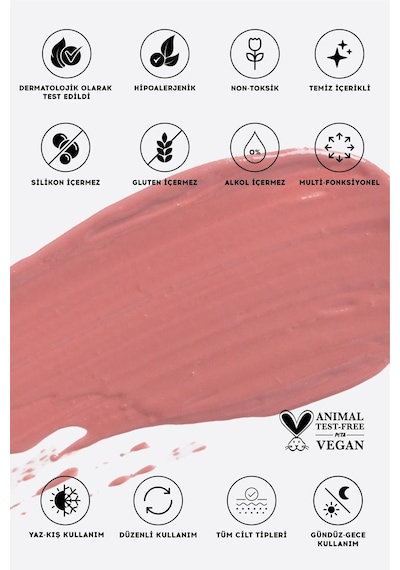 Cream Co. Nemlendirici Besleyici Işıltılı Dudak Yanak ve Göz Renklendirici Tint Dusty Rose