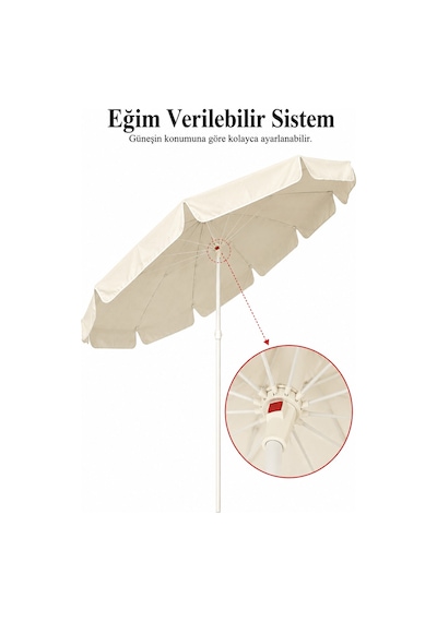 Krem Plaj Ve Bahçe Şemsiyesi 200 Cm Çap / 10 Telli Bej