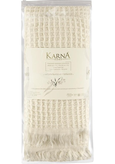 Karna Torshon Gofre Pamuklu Havlu Seti 70x140 Krem