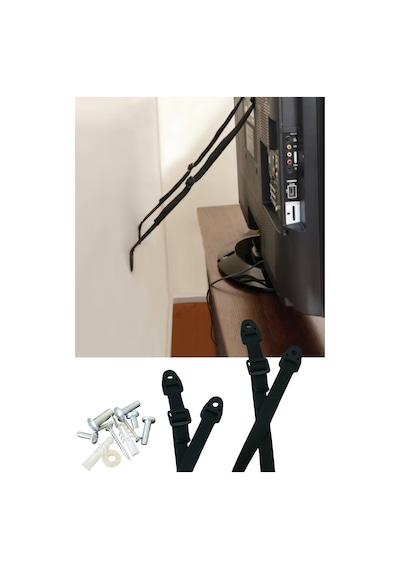 Lcd Led Plazma Tv Askısı Dolap Sabitleme Bebek Çoçuk Koruma Deprem Güvenlik Kemeri 2 Takım-4 Kemer