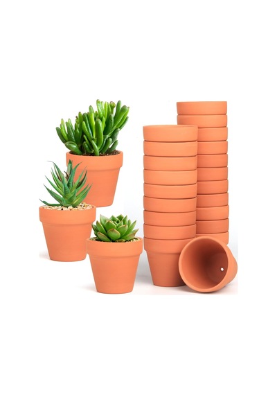 Terra Cotta Saksı, 24'lü Paket 7,5 Cm Mini Kil Saksı, Drenaj Delikli Kaktüs Çiçek Kreş Pişmiş Toprak Saksılar İç/dış Mekan Etli Bitkiler İçin, El Sanatları, Düğün Hediyesi