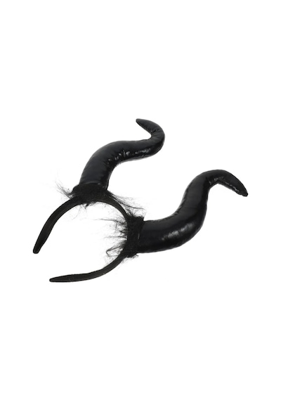 Cadılar Bayramı Malefis Maleficent Boynuzlu Taç 120 Cm Yakalı Pelerin Halloween Kostüm Seti