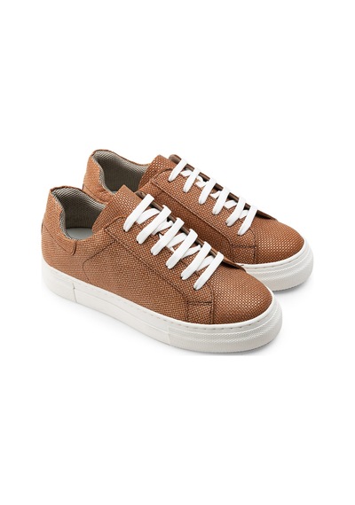 Deery Hakiki Deri Taba Rengi İşlentili Sneaker Kadın Ayakkabı - Z1681ztbac02 Taba