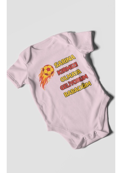 Morivokids Babaya Özel Kısa Kollu Bebek Body %100 Pamuk Bebe Pembe