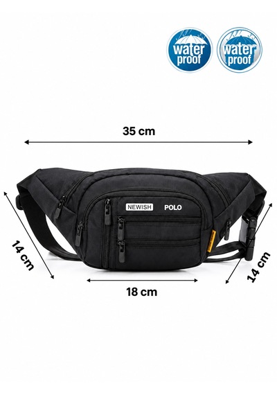 Newish Polo Çapraz Bel Ve Omuz Çantası - Free Bag Siyah Beyaz Siyah - Beyaz
