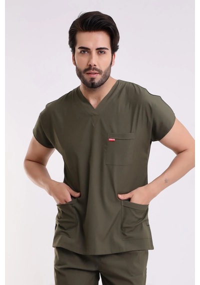 Bflex Unisex Likralı Yarasa Kol Tek Üst - 6427 Haki Yeşili