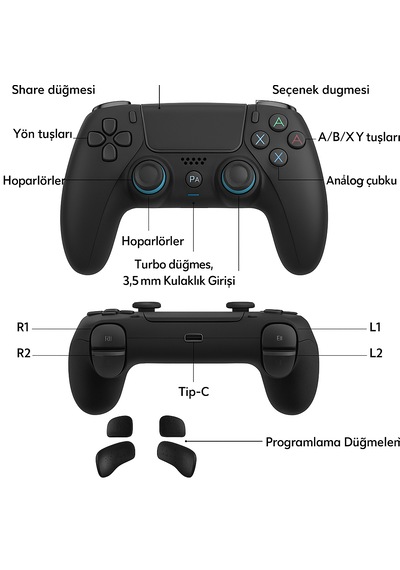 Ps-4 İçin Kablosuz Kontrol Cihazı Çift Titreşimli Rgb Led Gamepad