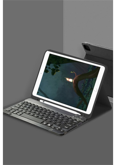 iPad Pro 12.9 Uyumlu Smart Klavyeli Tablet Kılıfı Manyetik Standlı Otomatik Uyanma Siyah