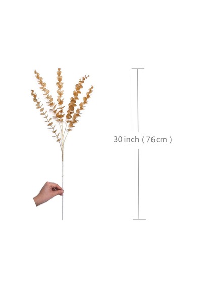 Yapay Çiçek Gold Altın Renk Okaliptus 3dallı Uzun Dal 76cm Eucalyptus