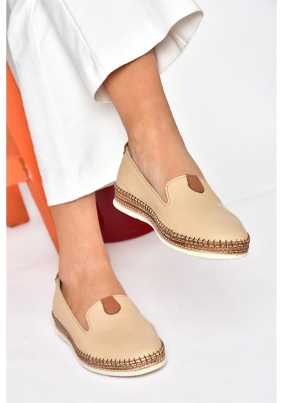 Fox Shoes P555000103 Ten Hakiki Deri Günlük Kadın Ayakkabı Ten