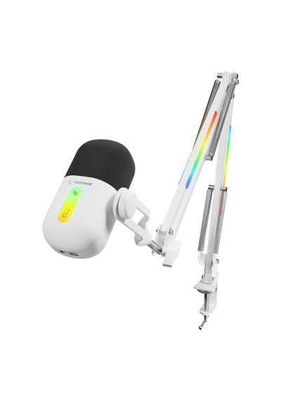 Arpej Rgb Masa Standlı Ses Göstergeli Dokunmatik Oyuncu Mikrofonu Yayıncı Mikrofonu Gaming Beyaz Siyah - ÜRün siyah