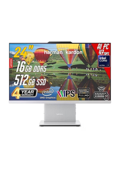Lenovo IdeaCentre F0JY001ATR Ultra 7 256V 16 GB 512 GB SSD 24" Free Dos AIO Masaüstü Bilgisayar