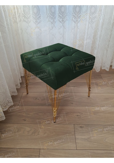 Modern Dilim Puf Ayakucu Puf Gold Metal Ayak 45 45 Vizon