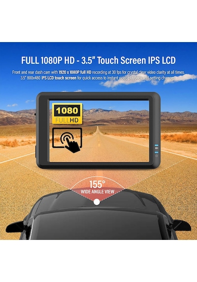 Tr Lx2000 Fullhd 2 Kameralı Ips Dokunmatik Kod Ekranlı Gps+adas Plus Hdr Araç Kamerası