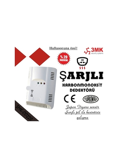 3Mk-Co220 Karbonmonoksit Co Gaz Dedektörü 220V Şarjlı Pilli