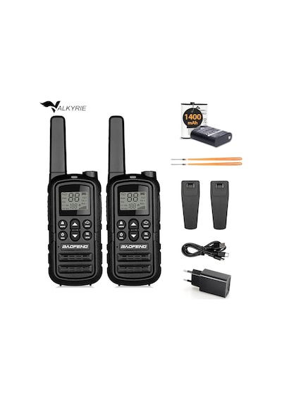 Valkyrie Pmr Baofeng 2 Li El Telsizi Seti Lisanssız Kullanım, 22 Kanal, Led Fenerli, Usb-c Şarj