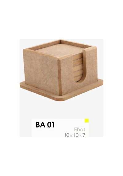 Ahşap Bardak Altlığı Seti Kutulu Boyanabilir Mdf Coaster Set 6 Lı Bardak Altlığı 10x10x7 Cm Diğer