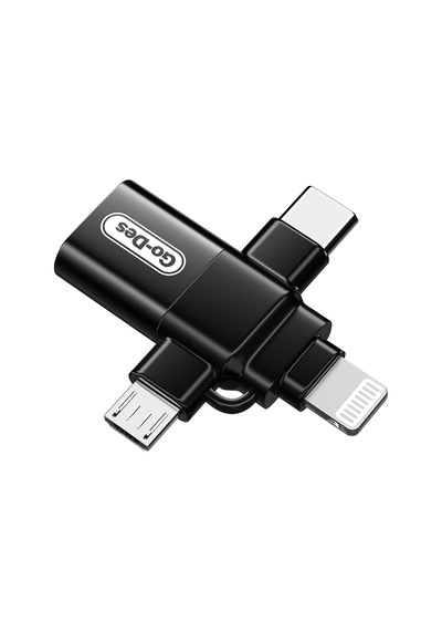 Go Des Gd-ct196 4in1 Type-c+lightning+micro+usb3.0 Otg Dönüştürücü Adaptör Siyah